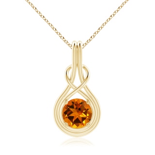 7.12x6.95x4.70mm AAAA GIA Certified Citrine Solitaire Infinity Knot Pendant in 18K Yellow Gold