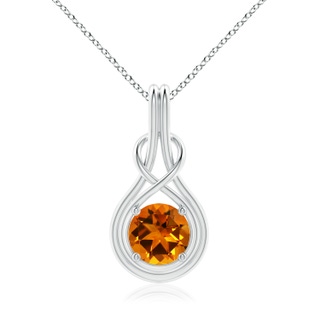7.12x6.95x4.70mm AAAA GIA Certified Citrine Solitaire Infinity Knot Pendant in P950 Platinum