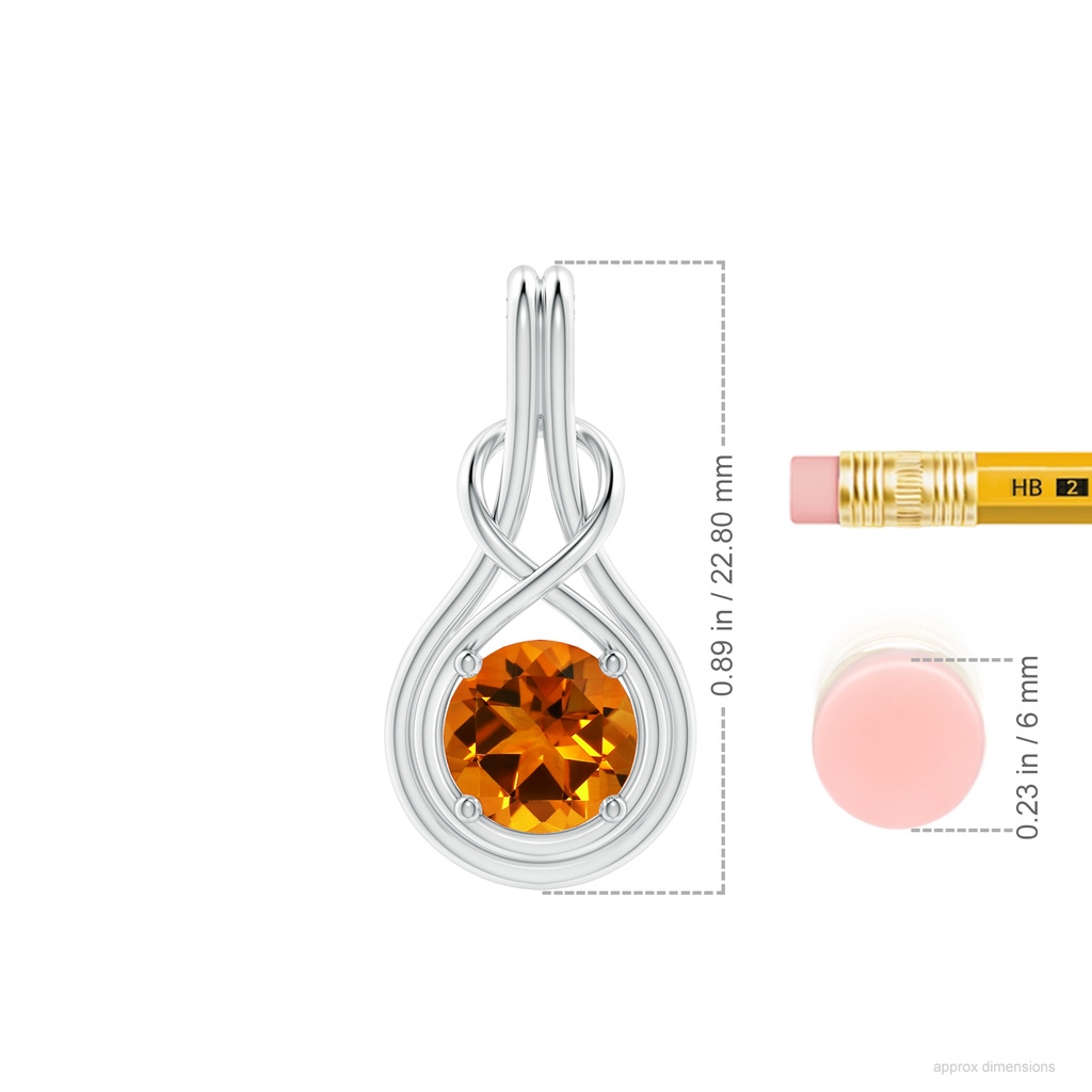 7.12x6.95x4.70mm AAAA GIA Certified Citrine Solitaire Infinity Knot Pendant in P950 Platinum ruler