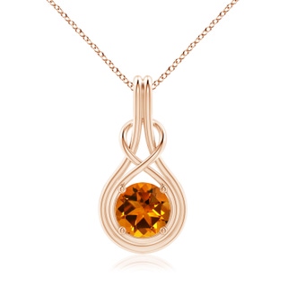 7.12x6.95x4.70mm AAAA GIA Certified Citrine Solitaire Infinity Knot Pendant in Rose Gold