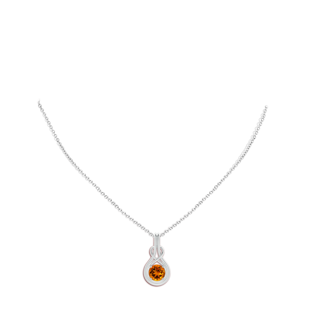 7.12x6.95x4.70mm AAAA GIA Certified Citrine Solitaire Infinity Knot Pendant in White Gold pen