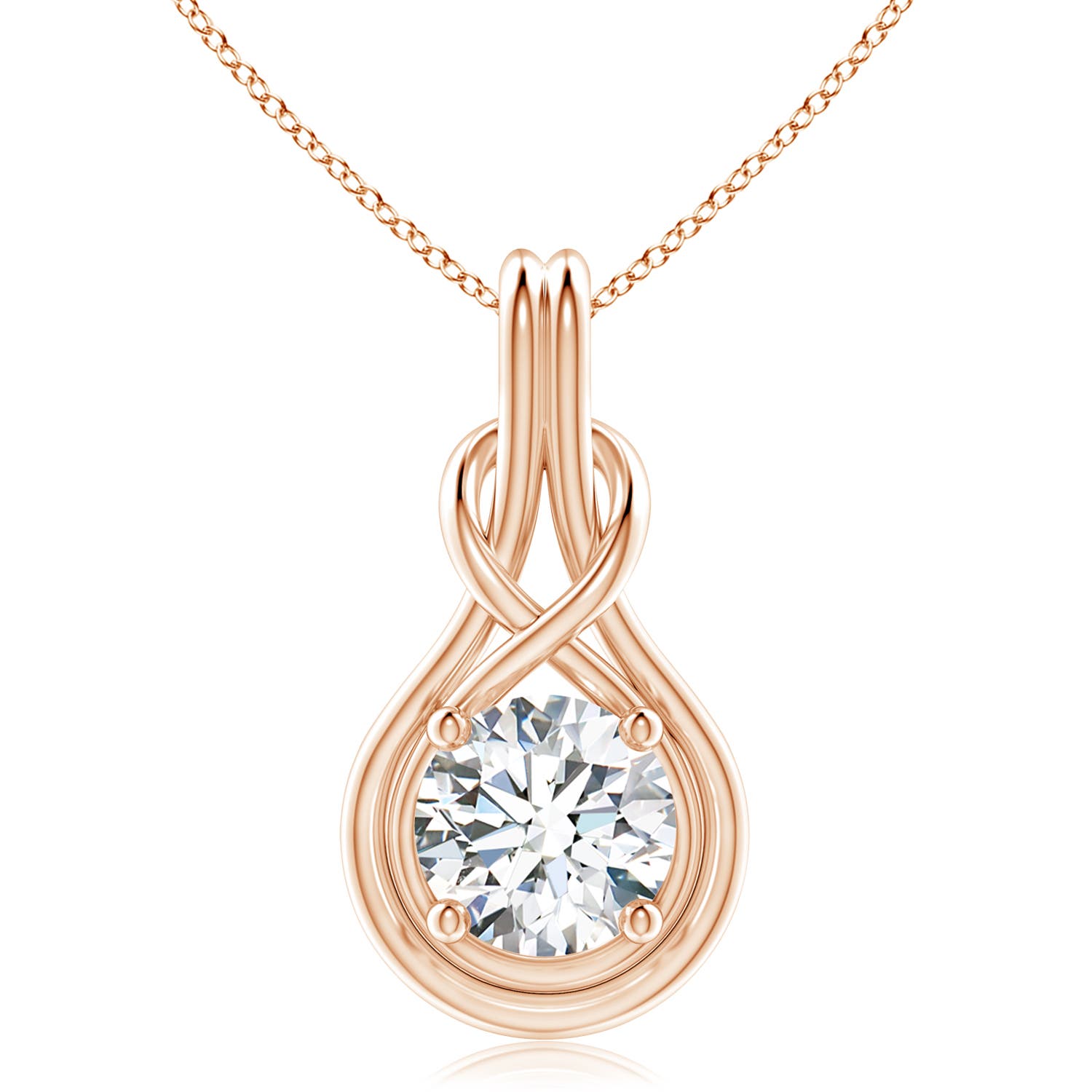10.1mm GVS2 Round Diamond Solitaire Infinity Knot Pendant in Rose Gold