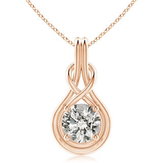 10.1mm KI3 Round Diamond Solitaire Infinity Knot Pendant in Rose Gold