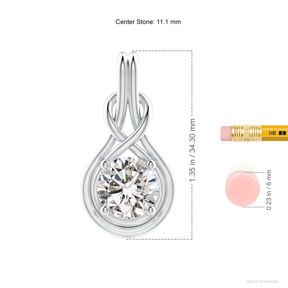11.1mm IJI1I2 Round Diamond Solitaire Infinity Knot Pendant in P950 Platinum ruler