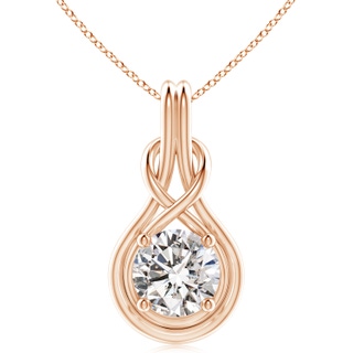 11.1mm IJI1I2 Round Diamond Solitaire Infinity Knot Pendant in Rose Gold