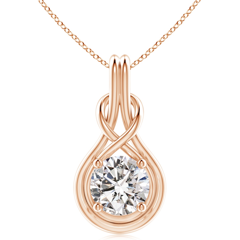 11.1mm IJI1I2 Round Diamond Solitaire Infinity Knot Pendant in Rose Gold 