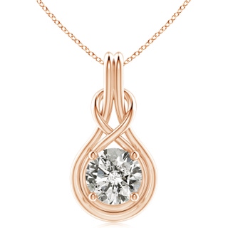 11.1mm KI3 Round Diamond Solitaire Infinity Knot Pendant in Rose Gold