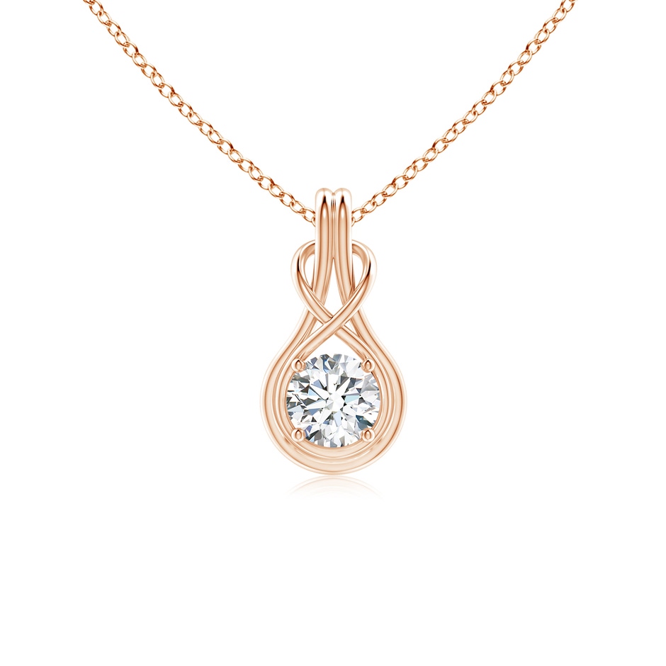 5.1mm GVS2 Round Diamond Solitaire Infinity Knot Pendant in Rose Gold 