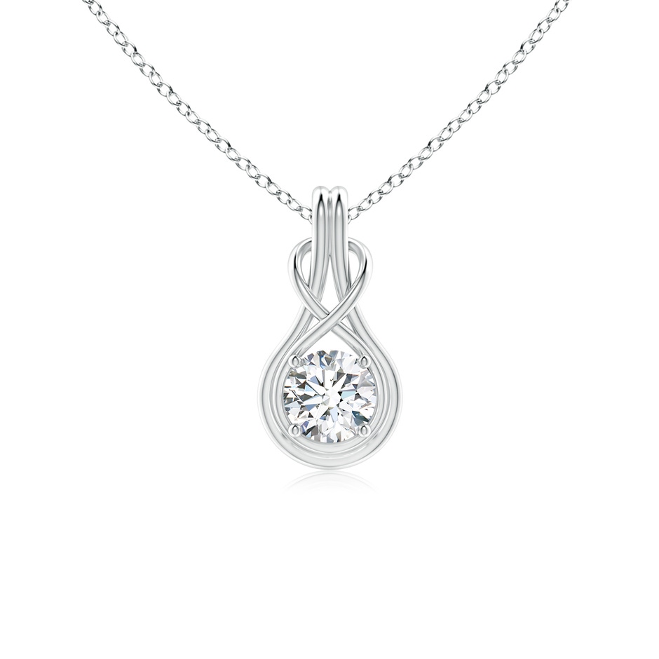 5.1mm GVS2 Round Diamond Solitaire Infinity Knot Pendant in White Gold 