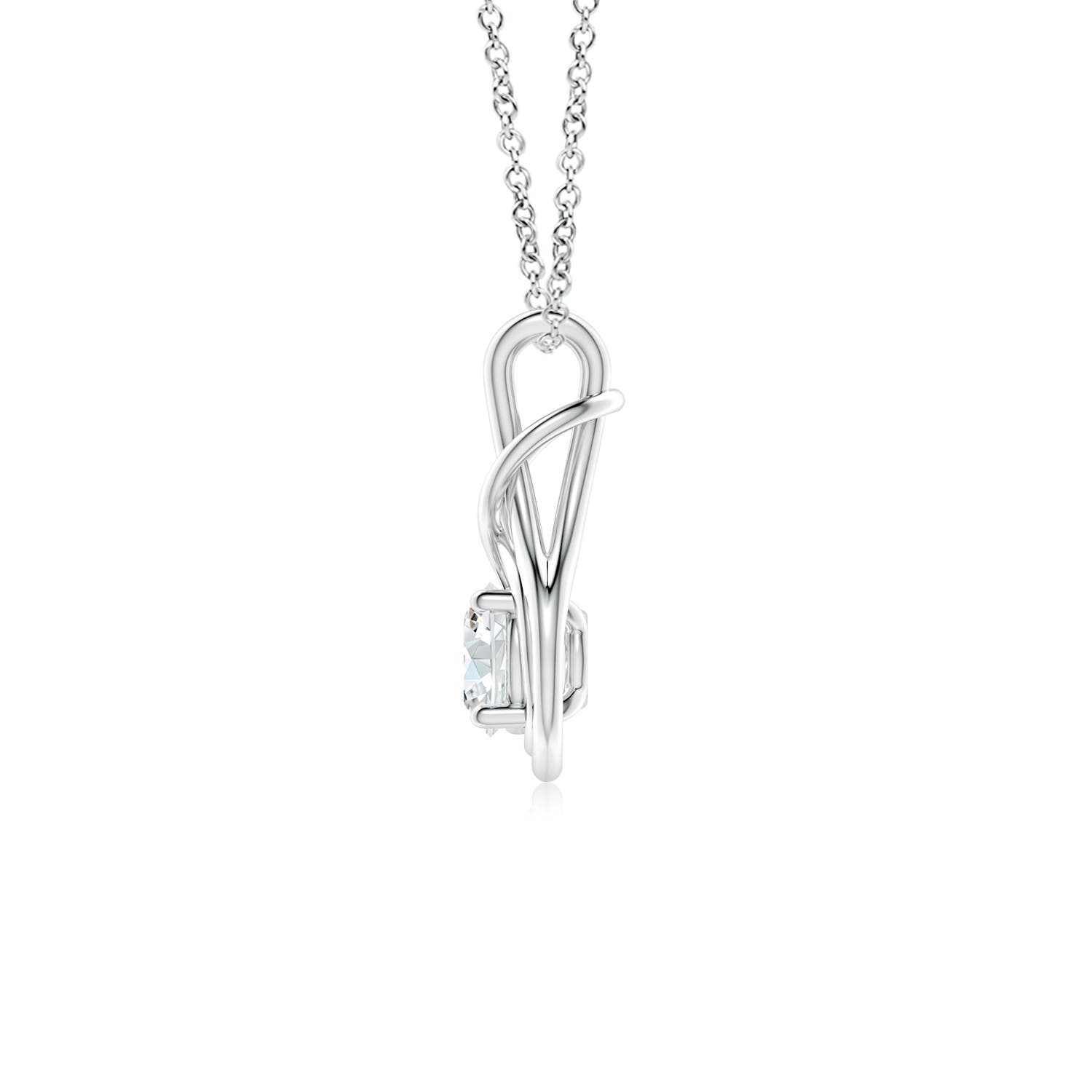 5.1mm GVS2 Round Diamond Solitaire Infinity Knot Pendant in White Gold