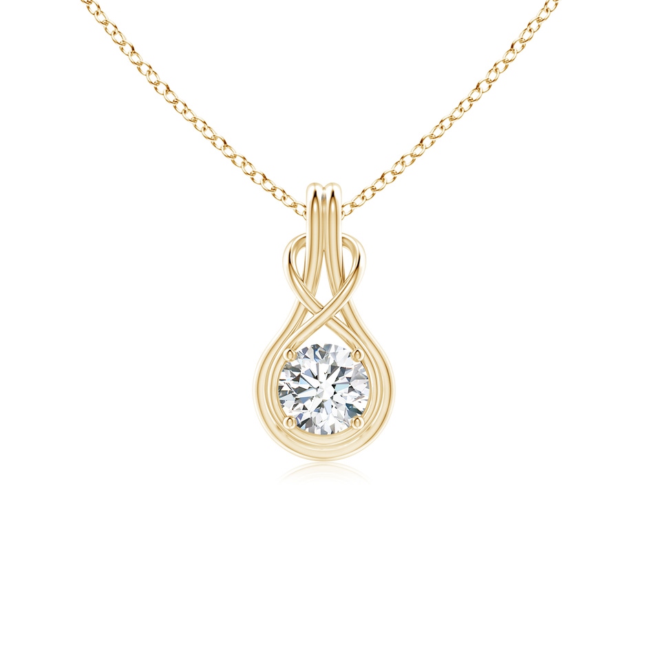 5.1mm GVS2 Round Diamond Solitaire Infinity Knot Pendant in Yellow Gold 