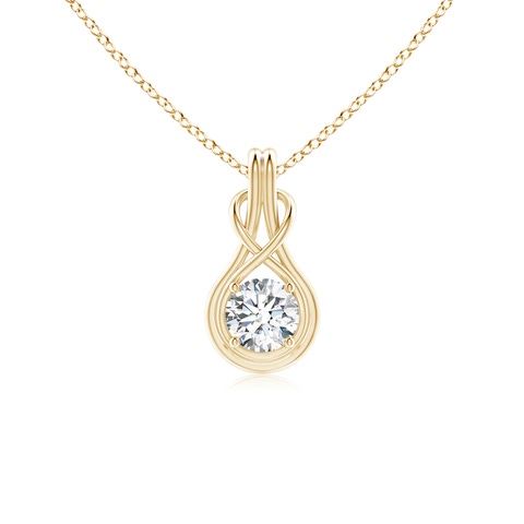 5.1mm GVS2 Round Diamond Solitaire Infinity Knot Pendant in Yellow Gold