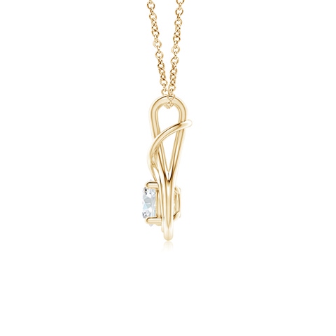 5.1mm GVS2 Round Diamond Solitaire Infinity Knot Pendant in Yellow Gold