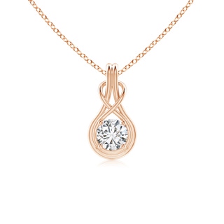 5.1mm HSI2 Round Diamond Solitaire Infinity Knot Pendant in 10K Rose Gold