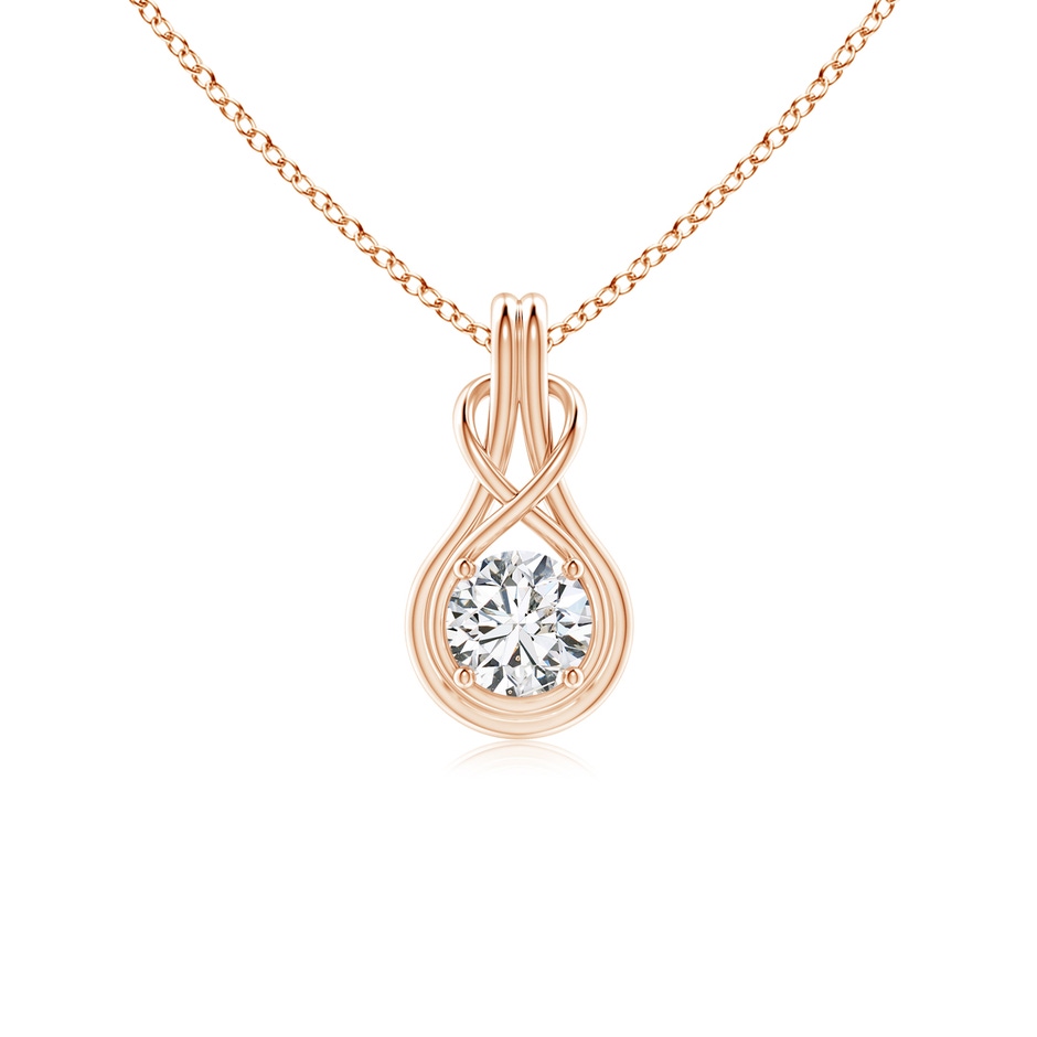 5.1mm HSI2 Round Diamond Solitaire Infinity Knot Pendant in Rose Gold 