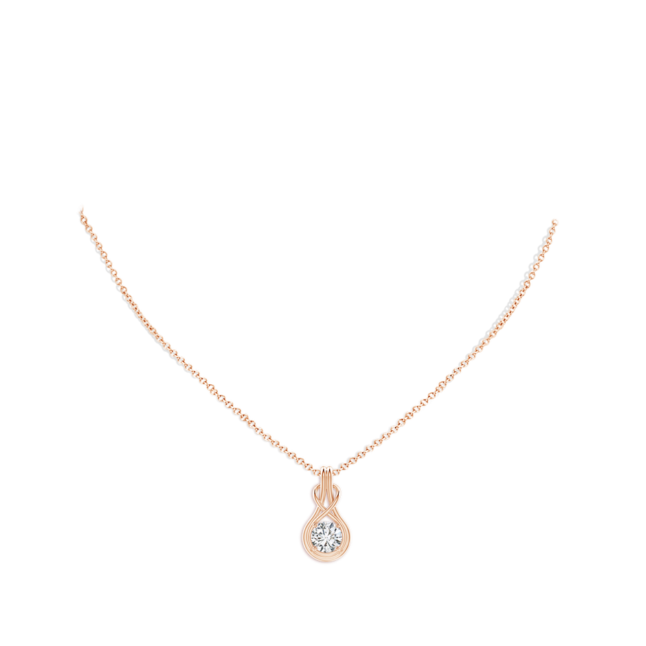 5.1mm HSI2 Round Diamond Solitaire Infinity Knot Pendant in Rose Gold pen