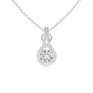 5.1mm HSI2 Round Diamond Solitaire Infinity Knot Pendant in S999 Silver