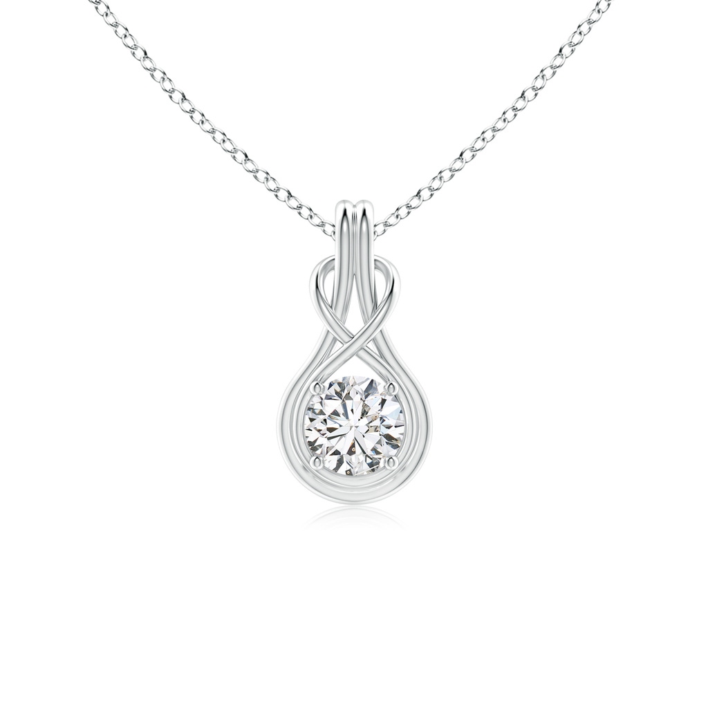 5.1mm HSI2 Round Diamond Solitaire Infinity Knot Pendant in White Gold 