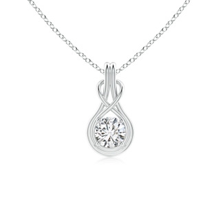 5.1mm HSI2 Round Diamond Solitaire Infinity Knot Pendant in White Gold
