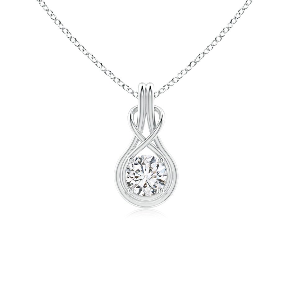 5.1mm HSI2 Round Diamond Solitaire Infinity Knot Pendant in White Gold 