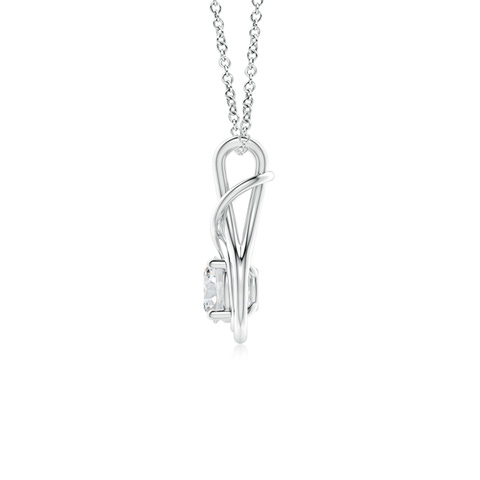 5.1mm HSI2 Round Diamond Solitaire Infinity Knot Pendant in White Gold