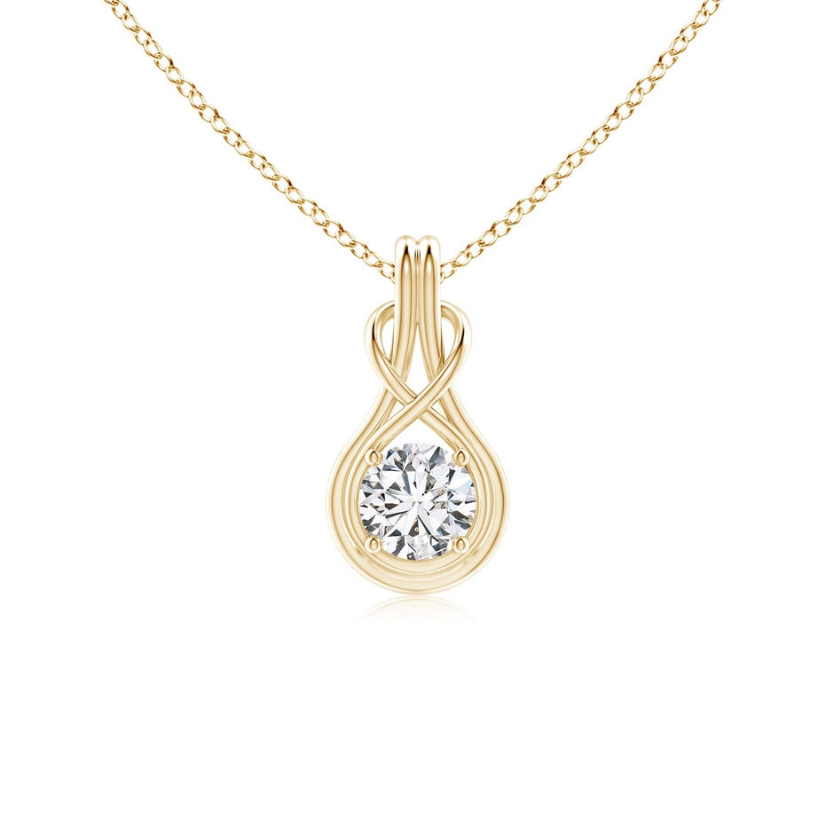 5.1mm HSI2 Round Diamond Solitaire Infinity Knot Pendant in Yellow Gold 