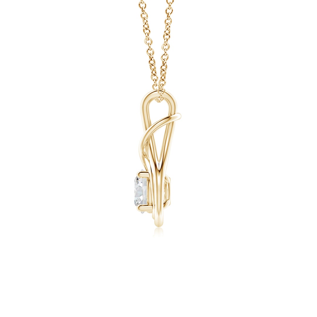 5.1mm HSI2 Round Diamond Solitaire Infinity Knot Pendant in Yellow Gold - side 2