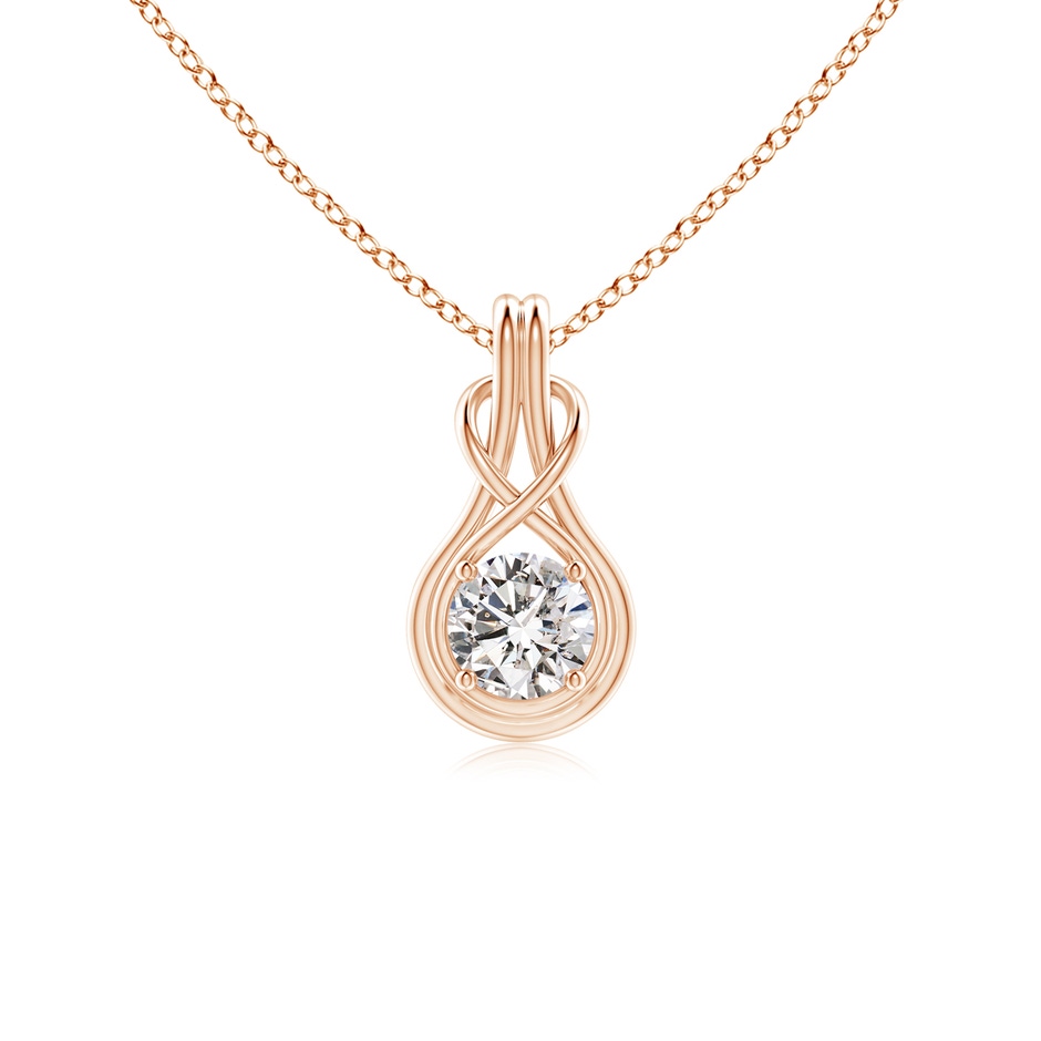 5.1mm IJI1I2 Round Diamond Solitaire Infinity Knot Pendant in Rose Gold 