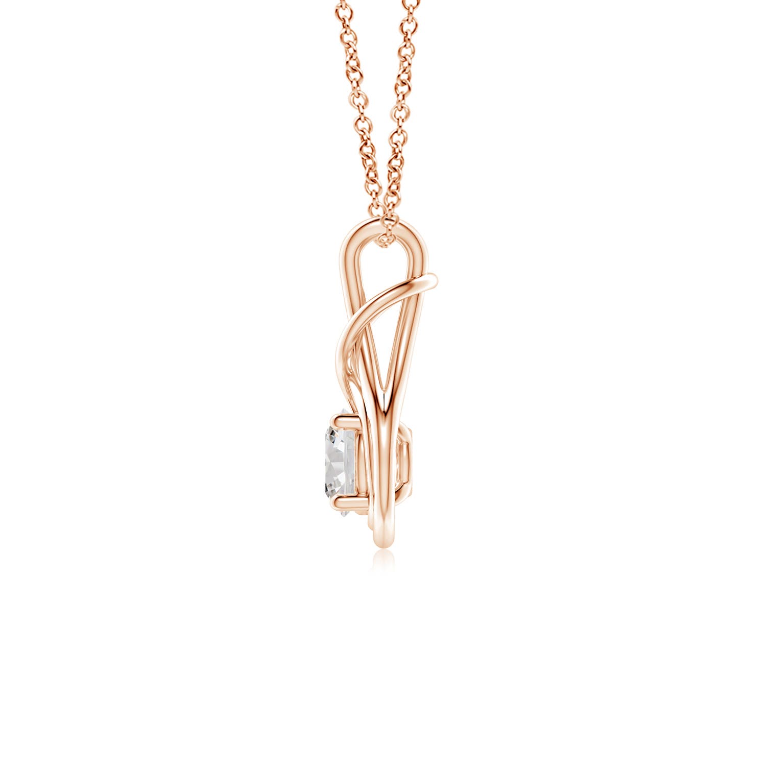 5.1mm IJI1I2 Round Diamond Solitaire Infinity Knot Pendant in Rose Gold