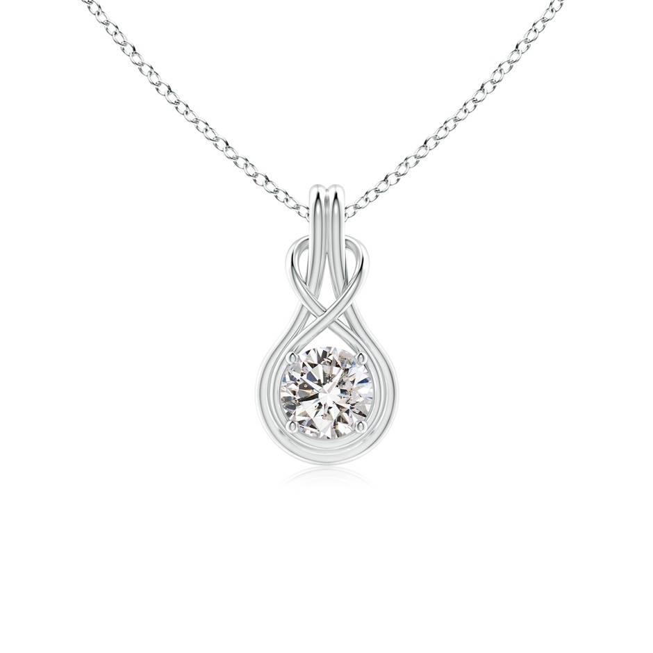 5.1mm IJI1I2 Round Diamond Solitaire Infinity Knot Pendant in White Gold 