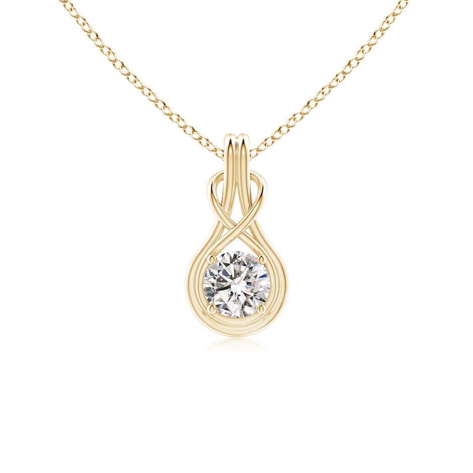 5.1mm IJI1I2 Round Diamond Solitaire Infinity Knot Pendant in Yellow Gold 