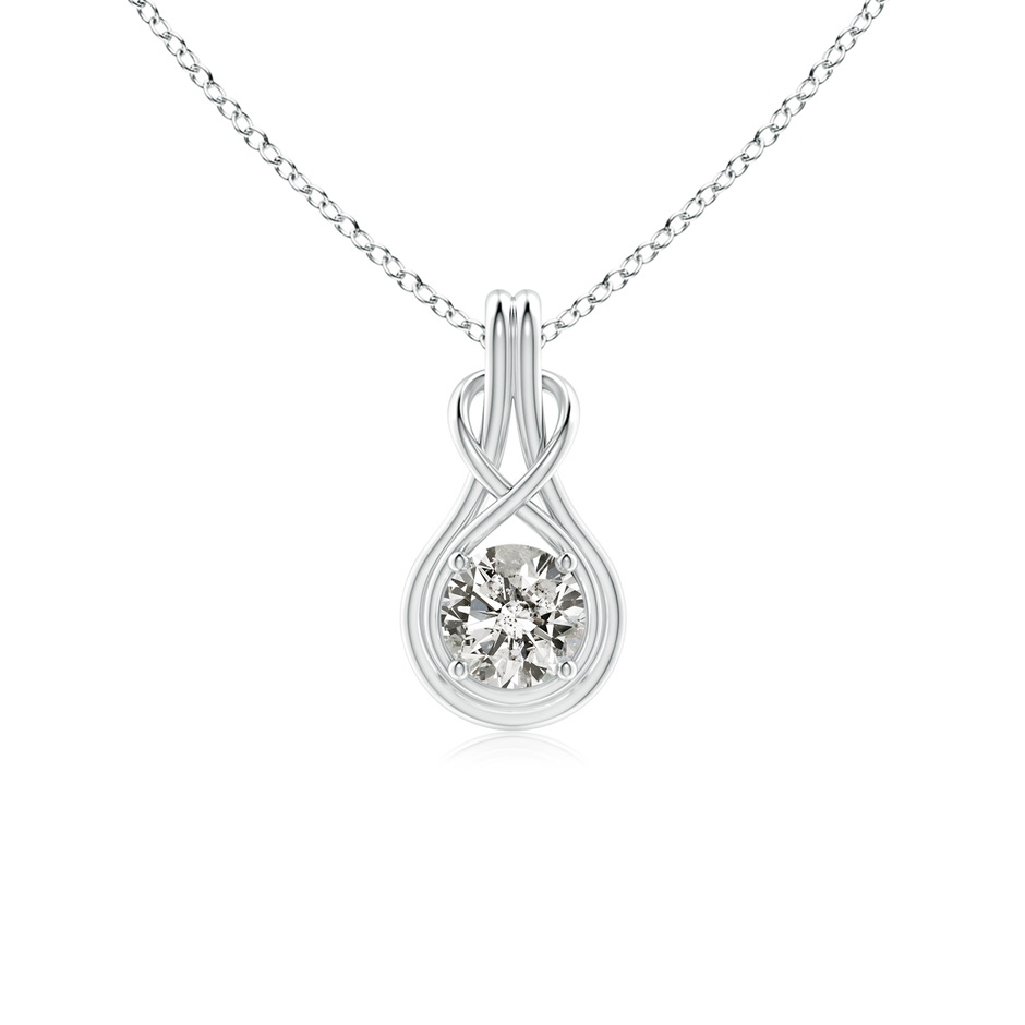 5.1mm KI3 Round Diamond Solitaire Infinity Knot Pendant in White Gold 