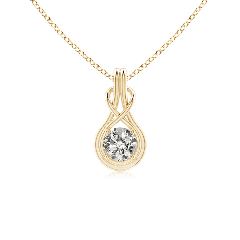 5.1mm KI3 Round Diamond Solitaire Infinity Knot Pendant in Yellow Gold 