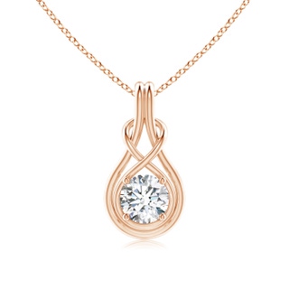 6.4mm GVS2 Round Diamond Solitaire Infinity Knot Pendant in 10K Rose Gold