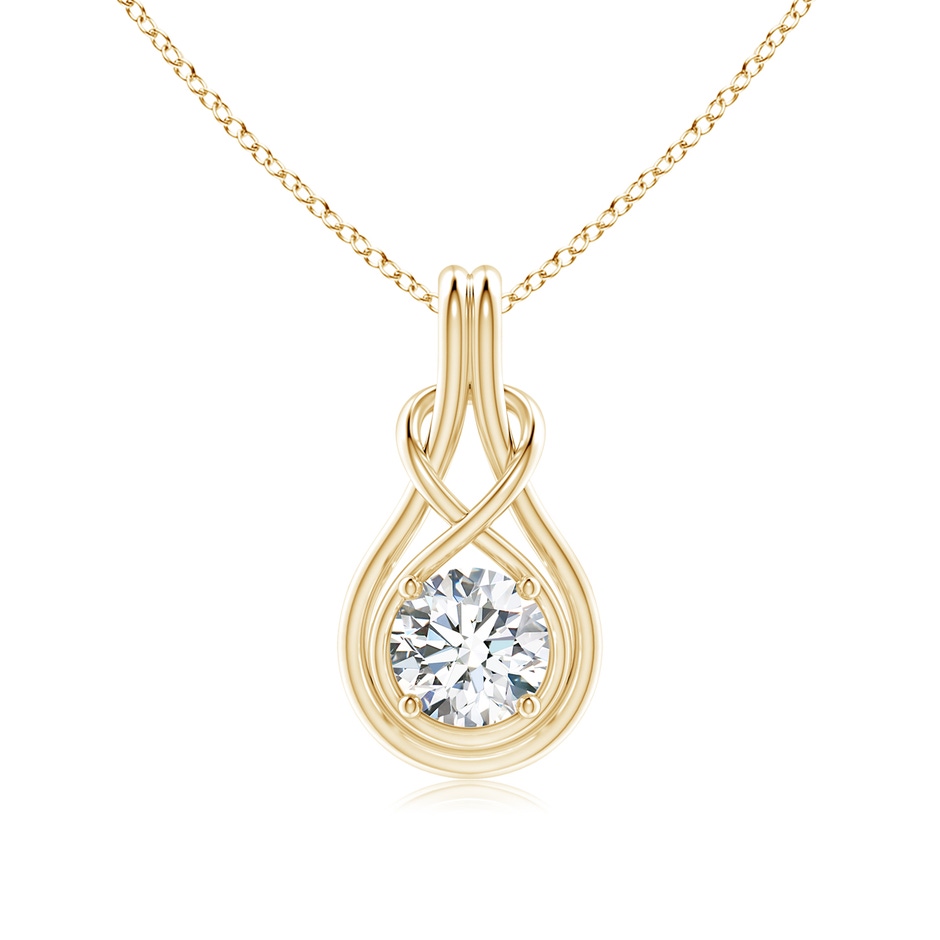 6.4mm GVS2 Round Diamond Solitaire Infinity Knot Pendant in Yellow Gold 