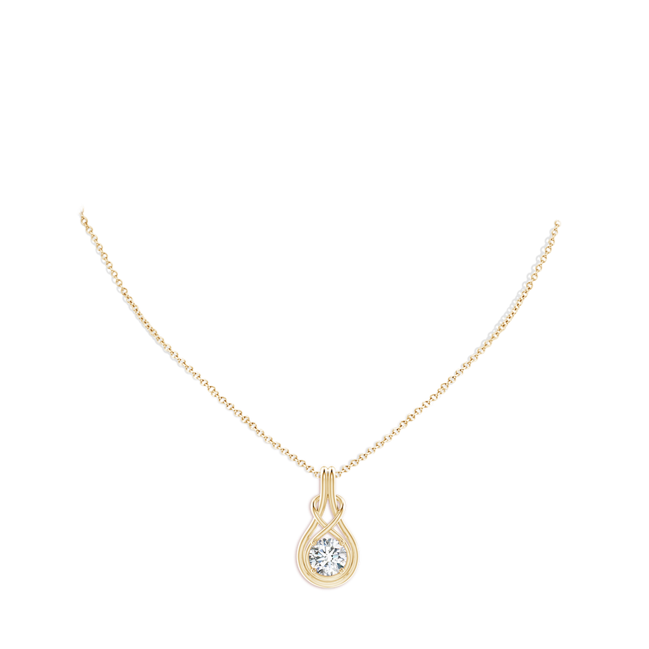 6.4mm GVS2 Round Diamond Solitaire Infinity Knot Pendant in Yellow Gold pen