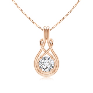 6.4mm HSI2 Round Diamond Solitaire Infinity Knot Pendant in Rose Gold