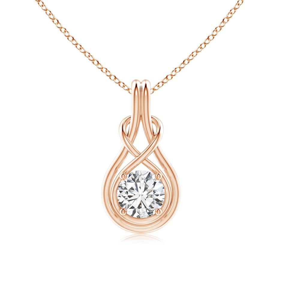 6.4mm HSI2 Round Diamond Solitaire Infinity Knot Pendant in Rose Gold 