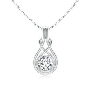 6.4mm HSI2 Round Diamond Solitaire Infinity Knot Pendant in White Gold