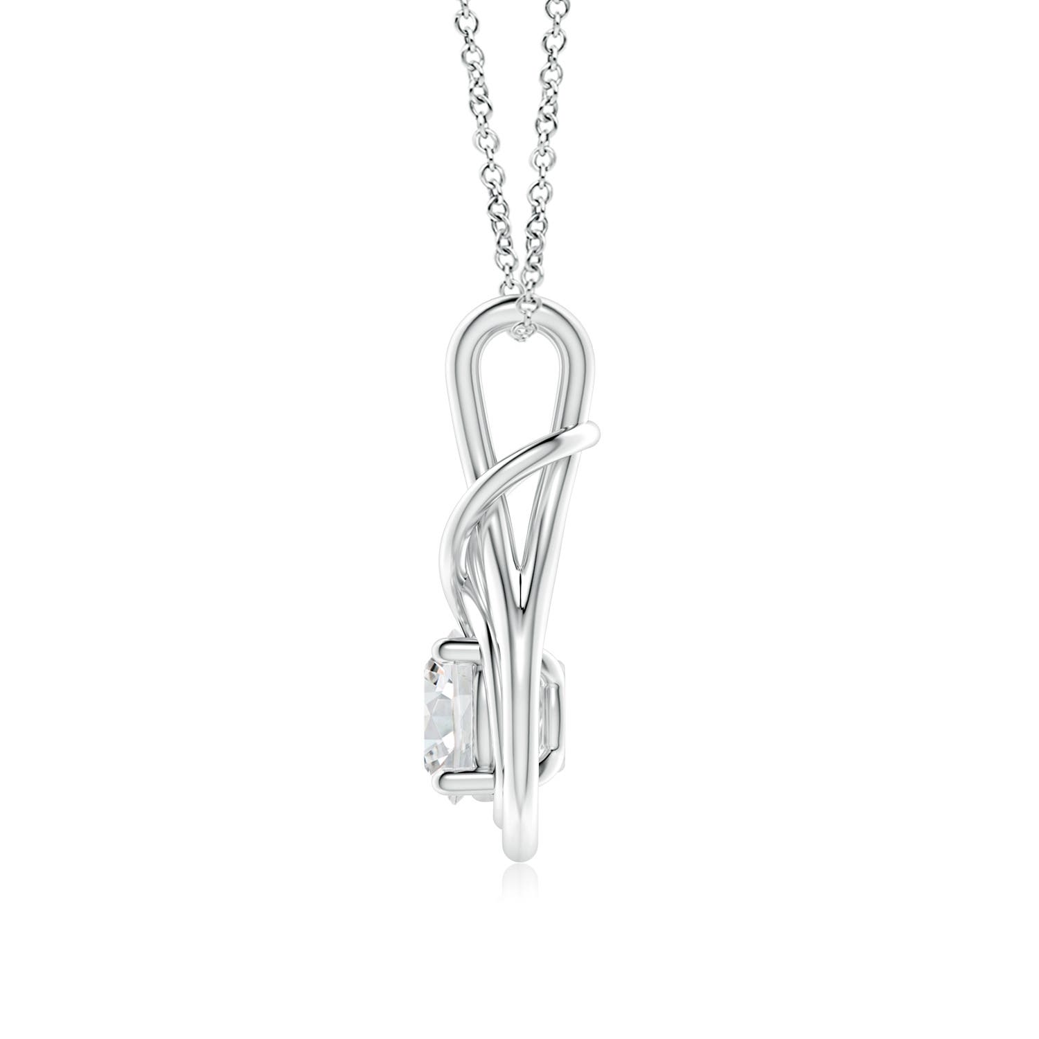 6.4mm HSI2 Round Diamond Solitaire Infinity Knot Pendant in White Gold