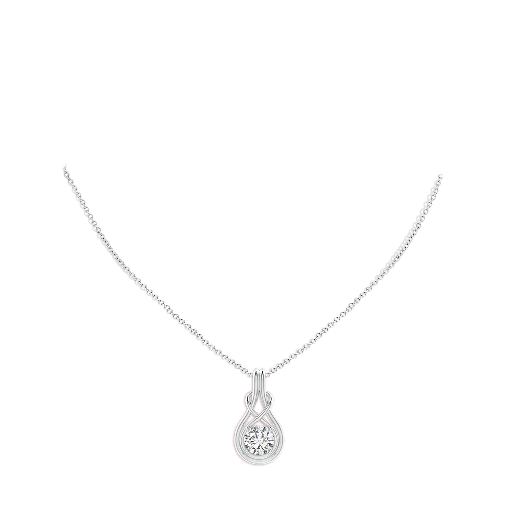6.4mm HSI2 Round Diamond Solitaire Infinity Knot Pendant in White Gold pen