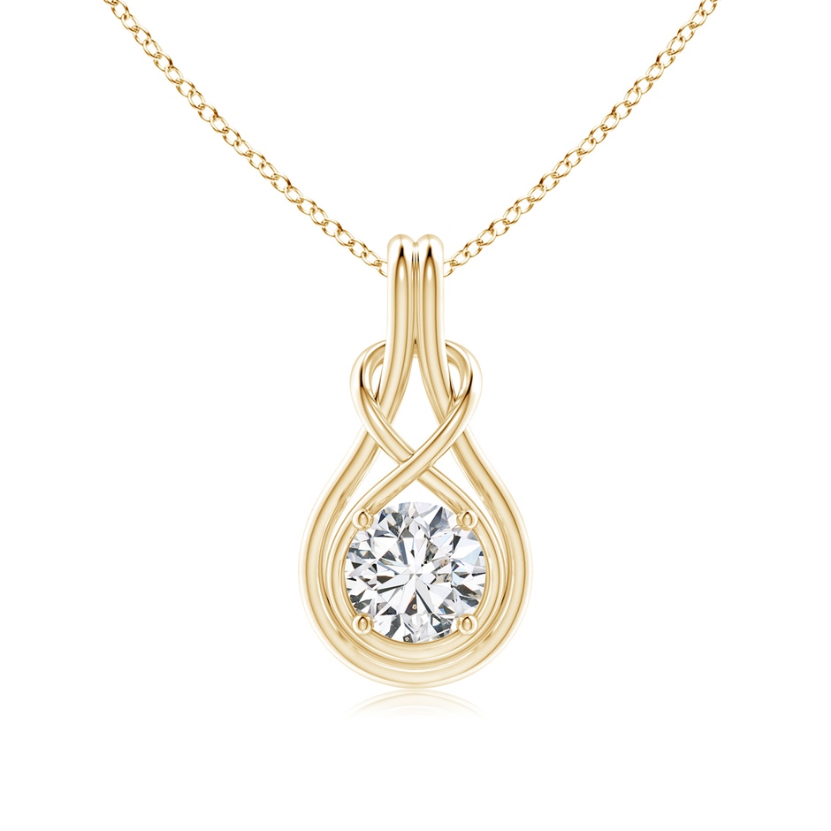 6.4mm HSI2 Round Diamond Solitaire Infinity Knot Pendant in Yellow Gold 