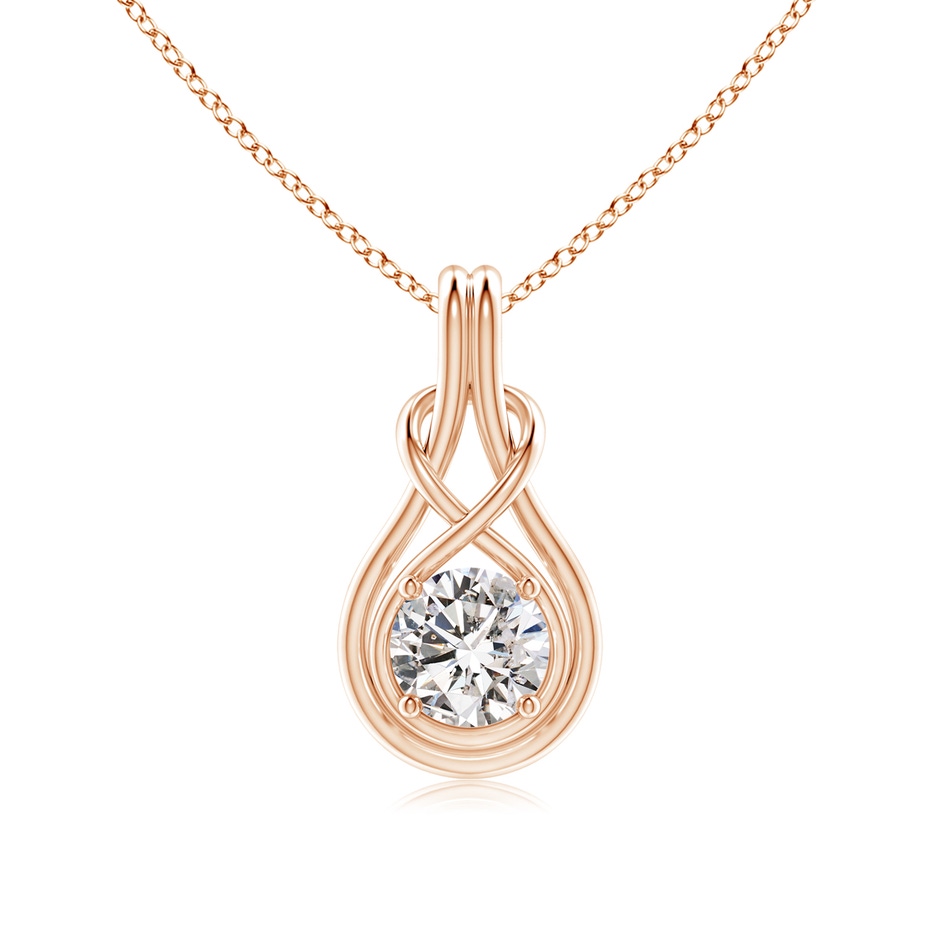 6.4mm IJI1I2 Round Diamond Solitaire Infinity Knot Pendant in Rose Gold 