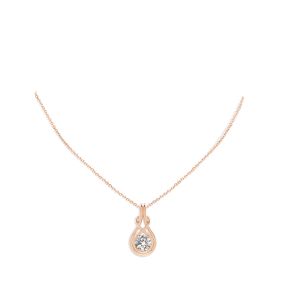 6.4mm IJI1I2 Round Diamond Solitaire Infinity Knot Pendant in Rose Gold pen
