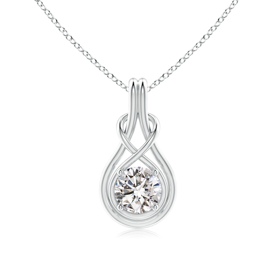 6.4mm IJI1I2 Round Diamond Solitaire Infinity Knot Pendant in White Gold 