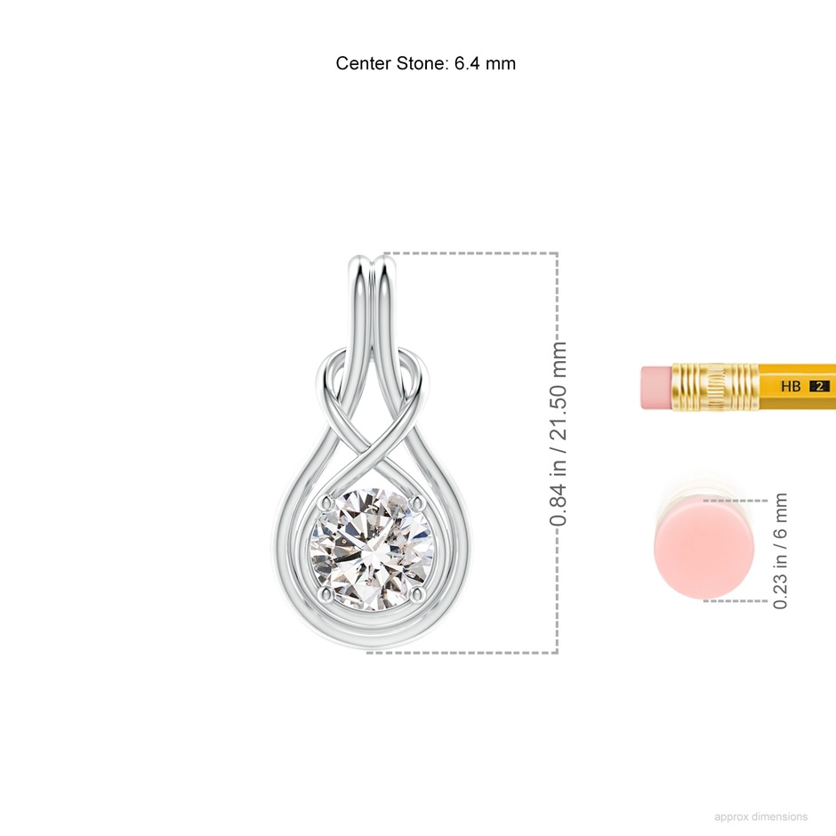 6.4mm IJI1I2 Round Diamond Solitaire Infinity Knot Pendant in White Gold ruler