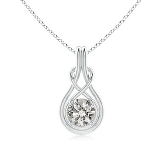6.4mm KI3 Round Diamond Solitaire Infinity Knot Pendant in S999 Silver