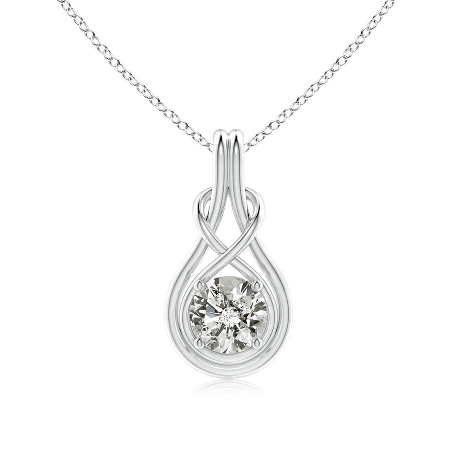 6.4mm KI3 Round Diamond Solitaire Infinity Knot Pendant in White Gold 
