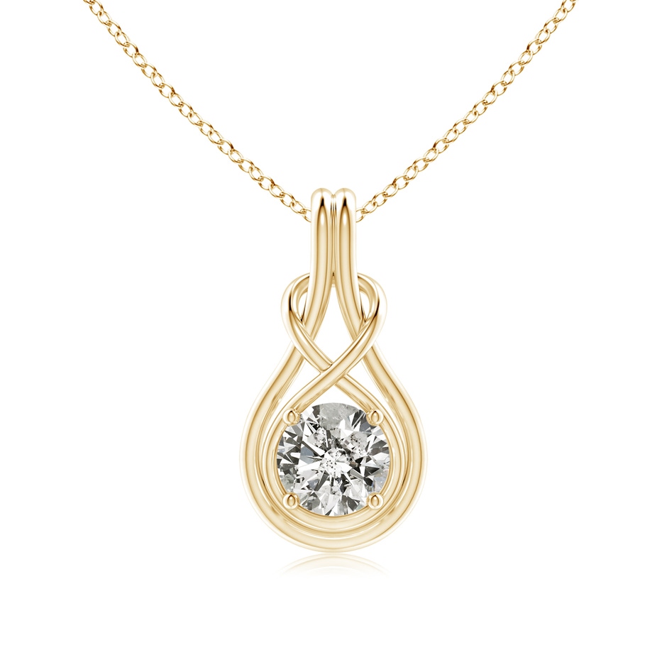6.4mm KI3 Round Diamond Solitaire Infinity Knot Pendant in Yellow Gold 