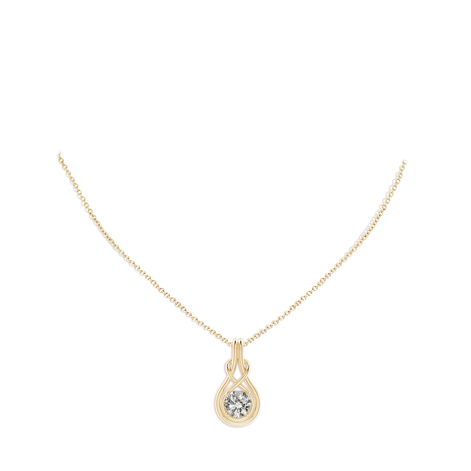 6.4mm KI3 Round Diamond Solitaire Infinity Knot Pendant in Yellow Gold pen